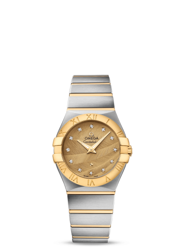 Omega Constellation Quartz 27 Brushed Stainless Steel / Yellow Gold / Champagne Feather